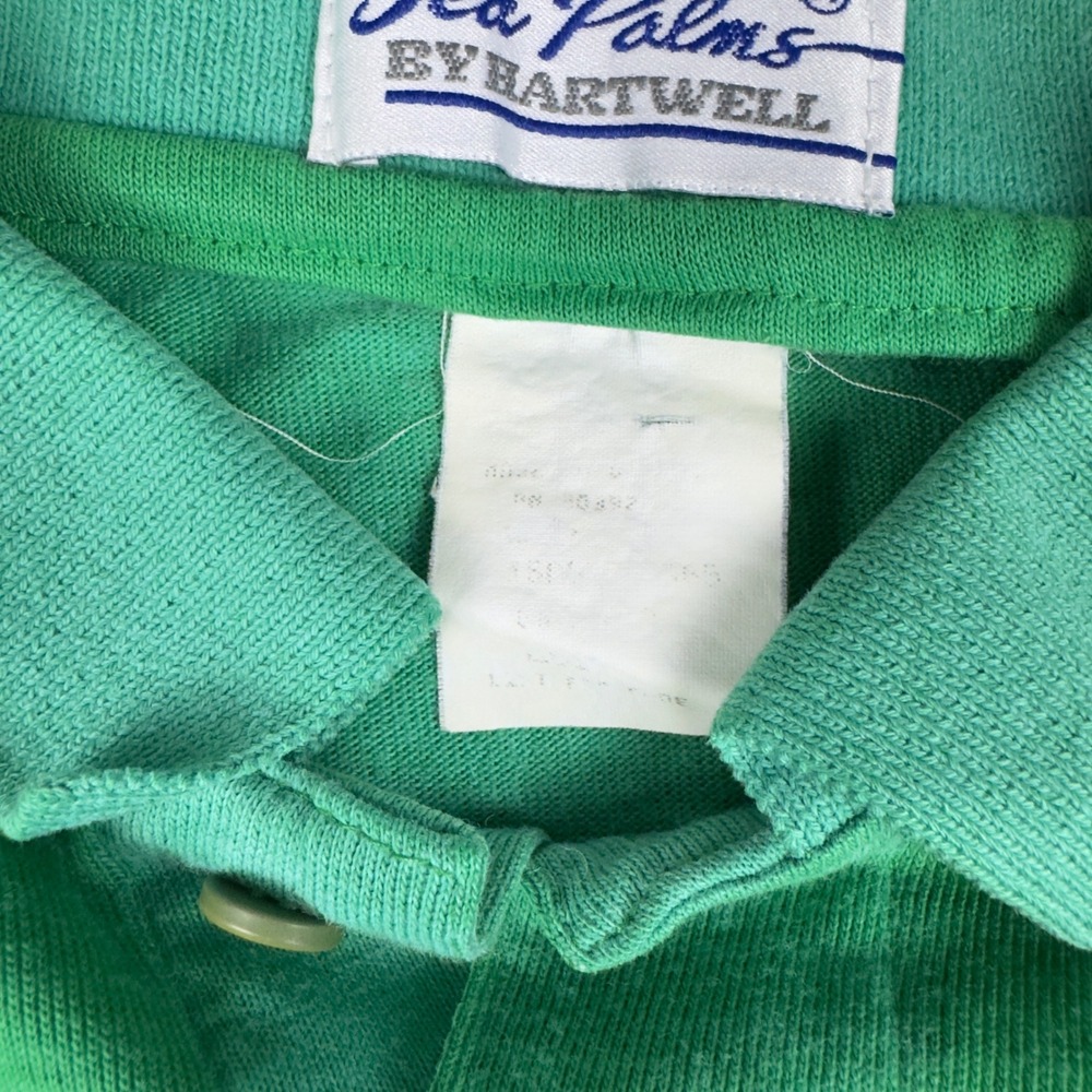 Vtg 80s Track & Field Life University Polo Shirt Men's M NAIA Green Yellow White - Picture 5 of 8